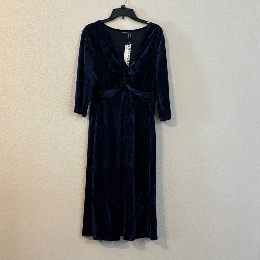 Midi velvet blue dress